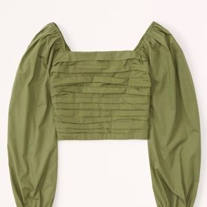 A&F Long-Sleeve Ruched Bodice Puff Sleeve Top